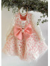 Long Sleeves Ivory Pink Elegant Flower Girl Dress Long Sleeves Ivory Pink Elegant Flower Girl Dress